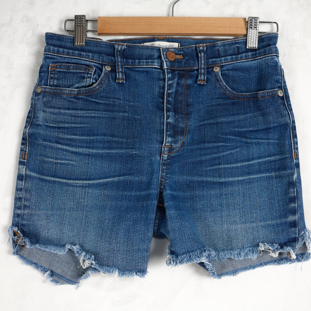 Madewell High Riser Skinny Denim Shorts Medium Wash Raw Hem Size 29 B7131